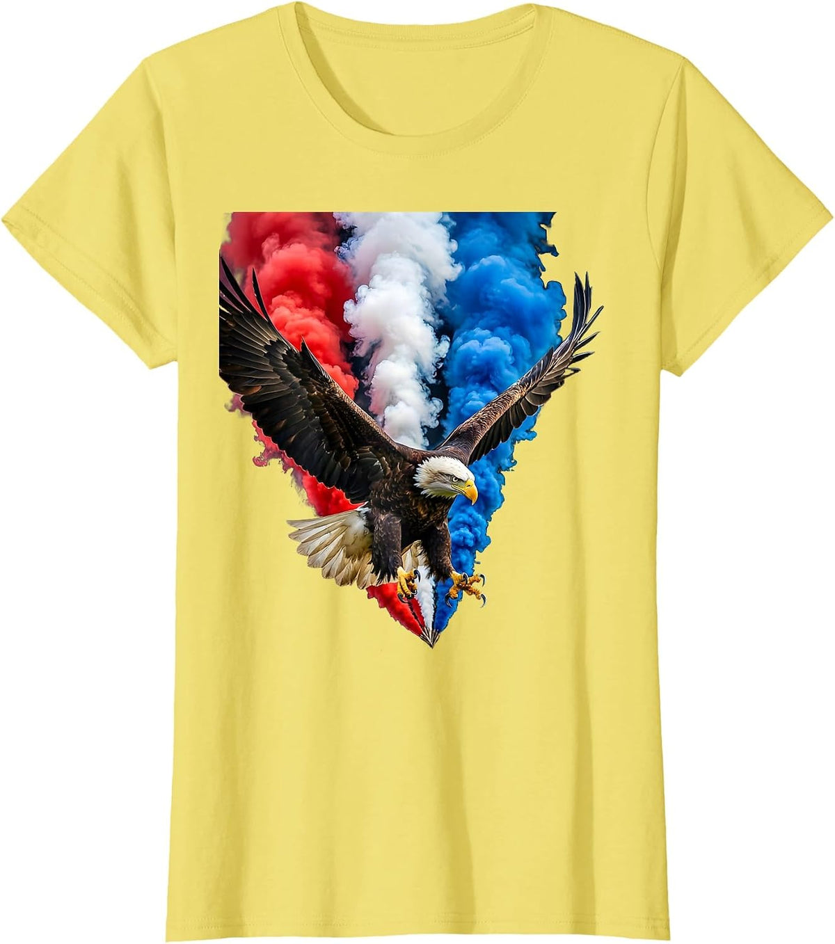 Eagle Diving Talons Out Patriotic Graphic T-Shirt - Lemon Yellow