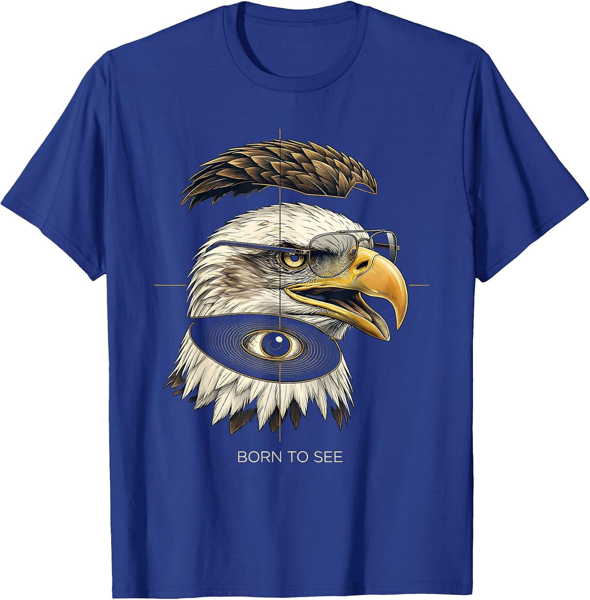 Born To See Exploded View Technical Eagle Pride Kids Teens T-Shirt - Royal Blue