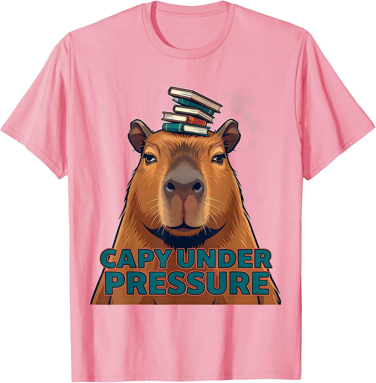 Men's Capy Under Pressure Funny Capybara Meme Animal Humor T-Shirt - Pink