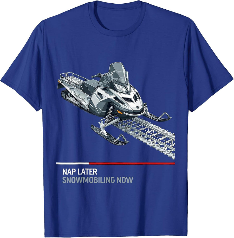 Nap Later, Snowmobiling Now Funny Grandpa Snowmobile Hobby T-Shirt - Royal Blue