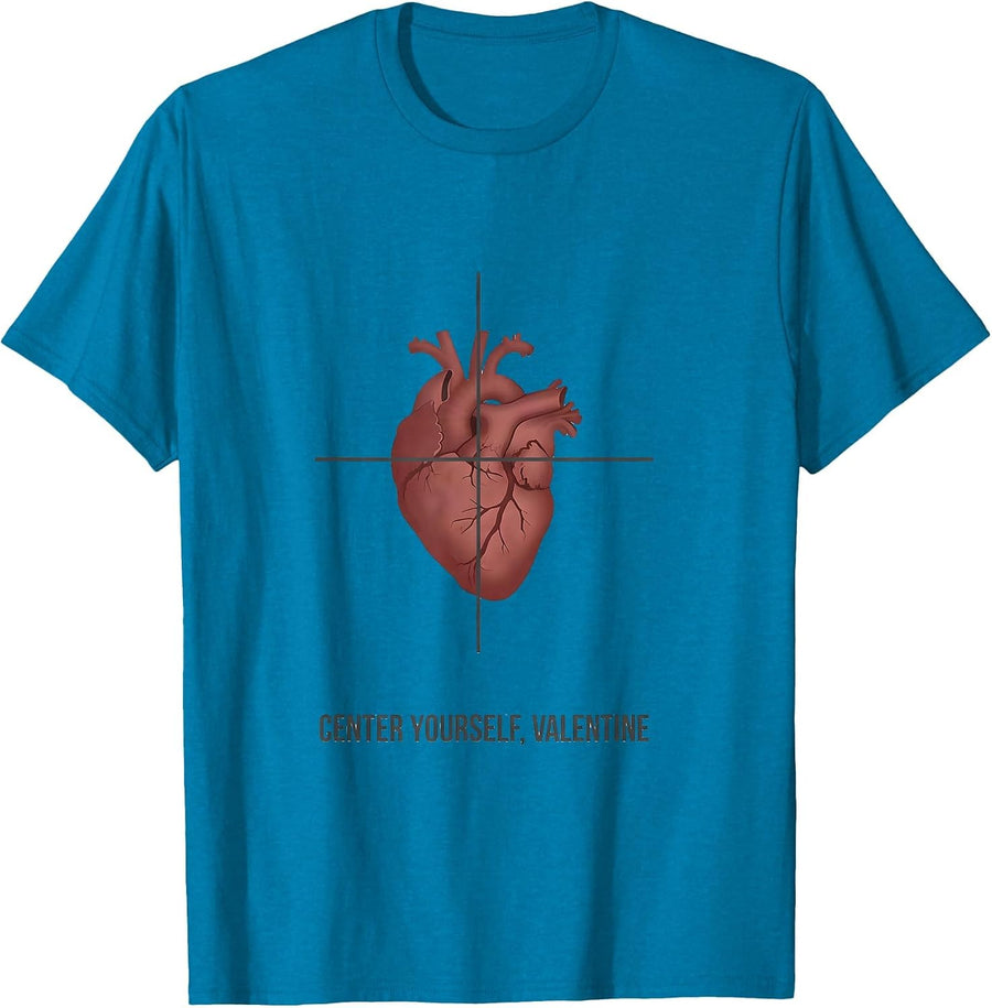 Center Yourself Valentine Funny Radiology Tech Skeleton T-Shirt - Sapphire Blue