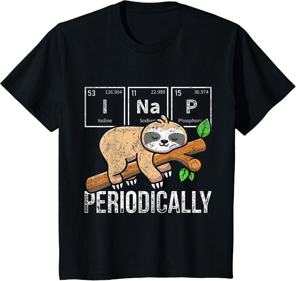 Cute Sloth Animal Periodic Table Science Chemist Chemistry T-Shirt - Black