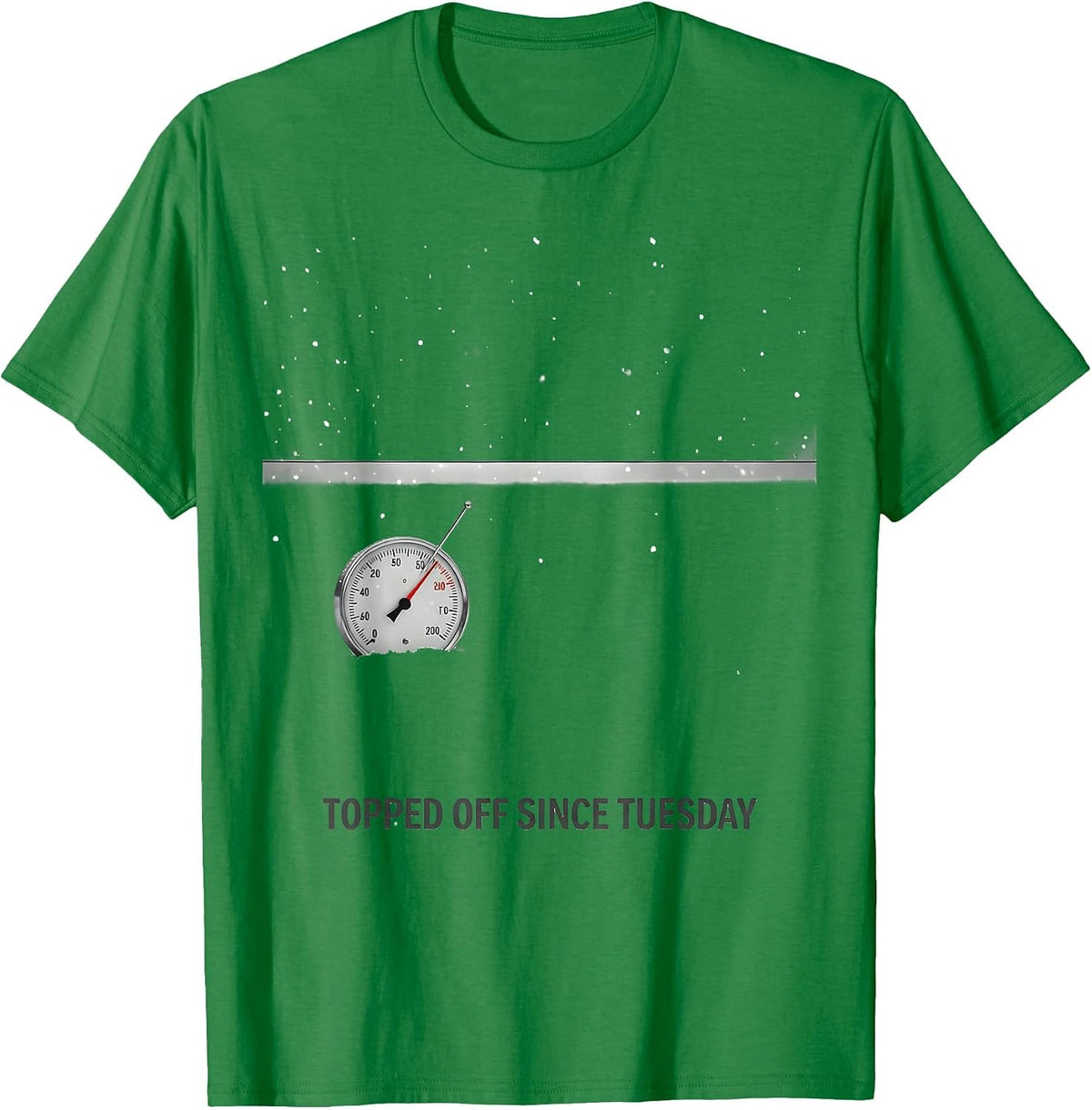Men's Topped Off Since Tuesday Funny Snowmobiling Winter Riding T-Shirt - Kelly Green