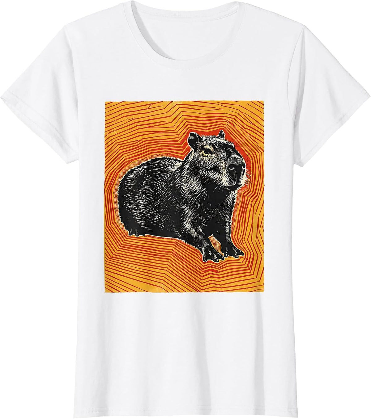 Women's Low Capybara Screenprint Poster Animal Humor T-Shirt - White