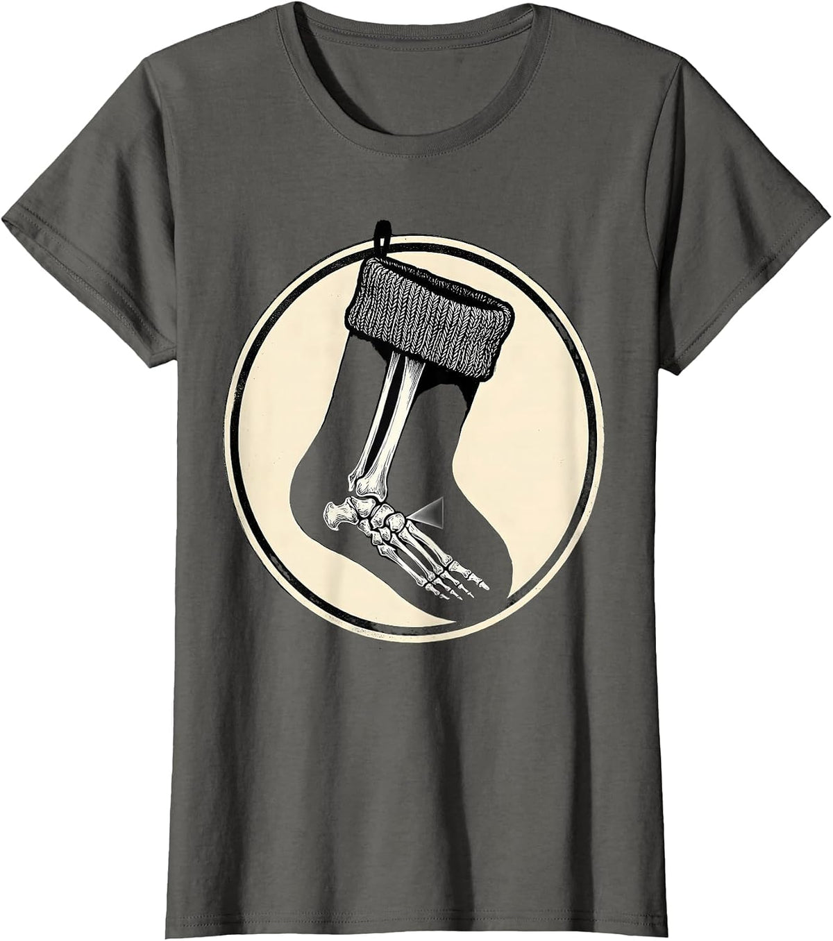 Women's Christmas Stocking Radiology Tech Scratchboard Xray Tech T-Shirt - Asphalt Grey