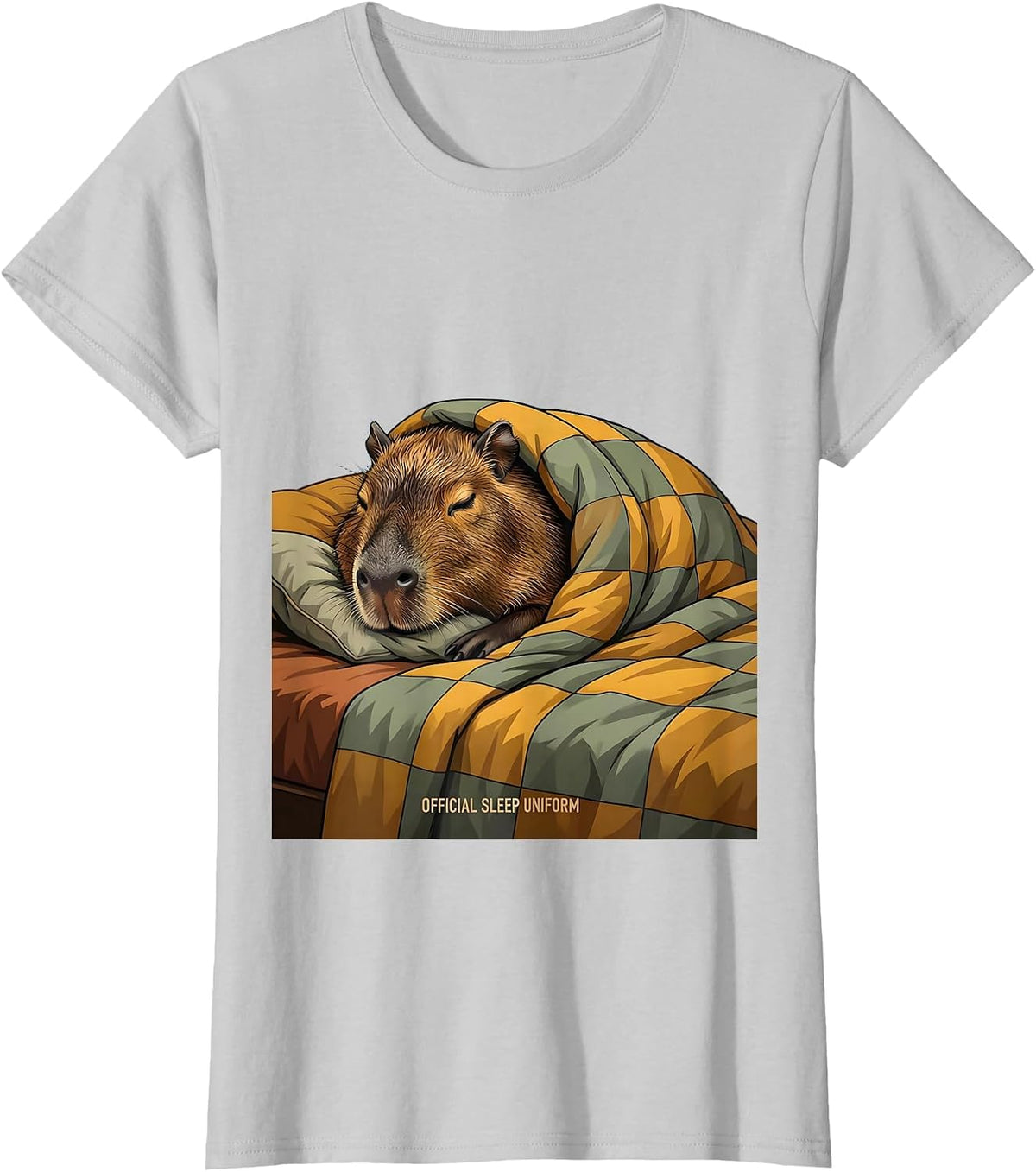 Official Sleep Uniform Cute Capybara Animal Sleepwear Humor T-Shirt - Silver Grey