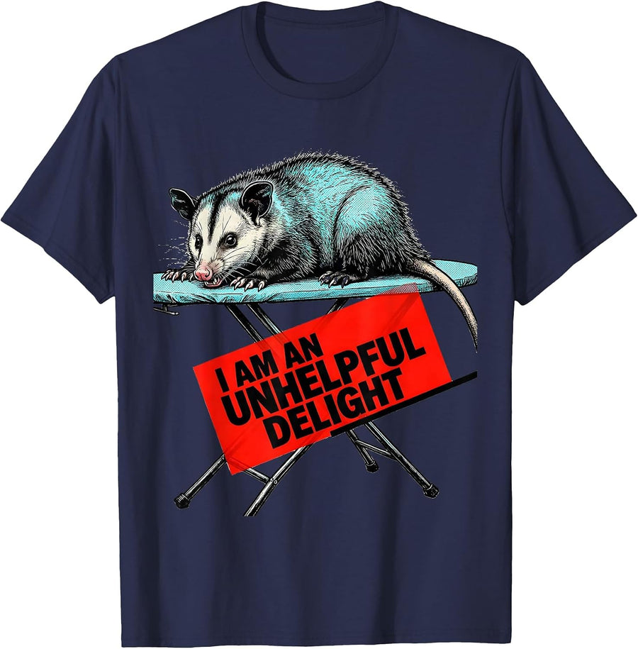 I Am An Unhelpful Delight Funny Opossum Meme Possum Lover T-Shirt - Navy Blue