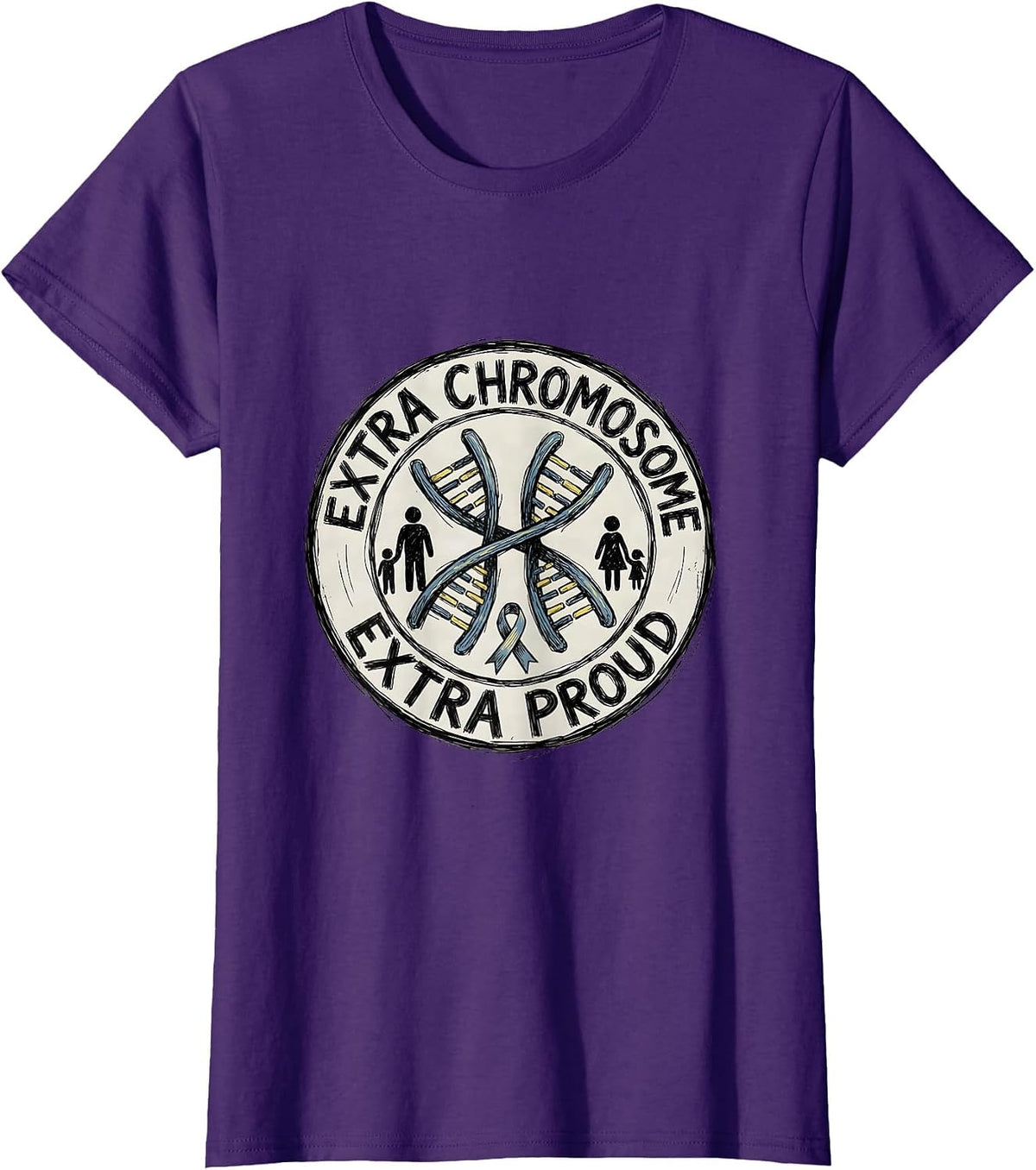Women's Extra Chromosome Extra Proud Inspirational Down Syndrome T-Shirt - Purple