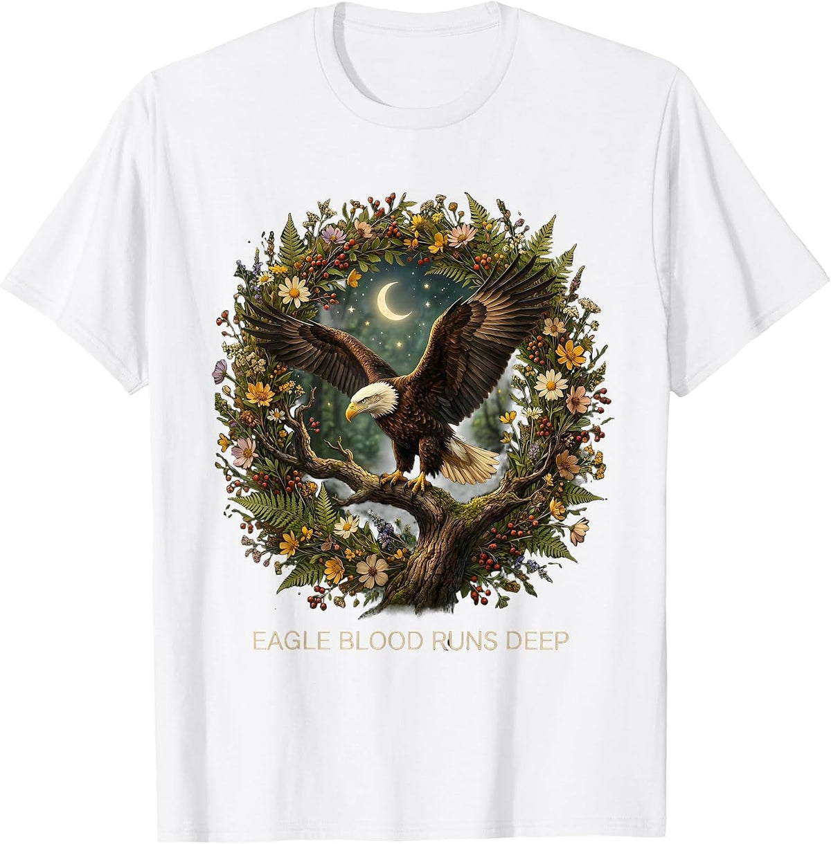 Men's Eagle Blood Runs Deep USA Pride Design T-Shirt - White