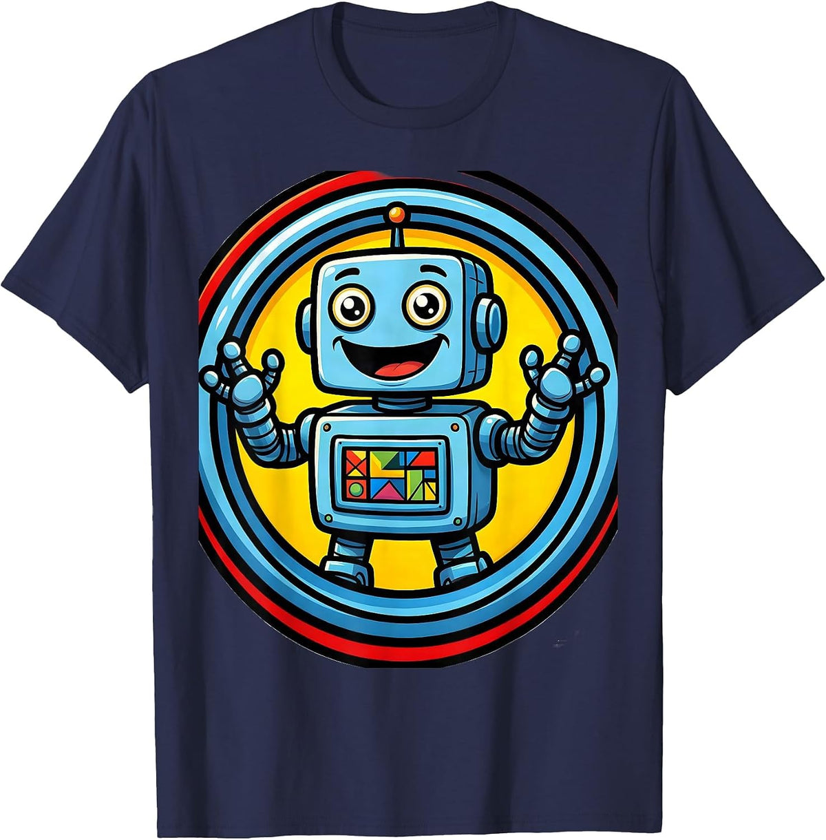 Men's Special Education Teacher Cheerful Robot ABCs Gift T-Shirt - Navy Blue