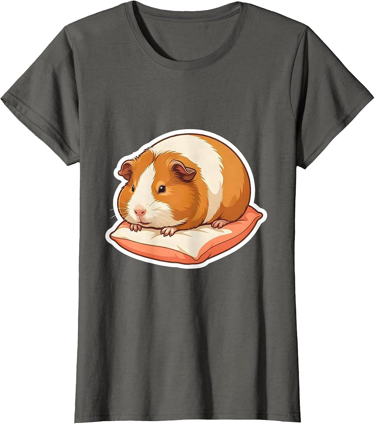 Women's Sleeping Guinea Pig Cute Animal Lover Pajama Humor T-Shirt - Asphalt Grey