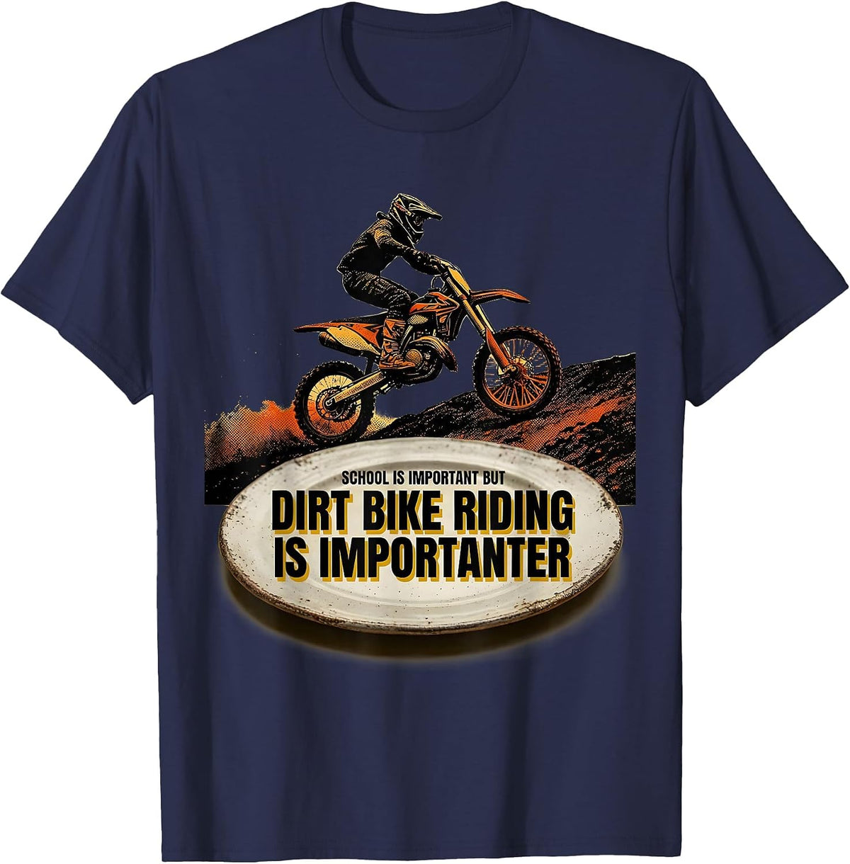 Men's School Is Important But Dirt Bike Riding Is Importanter T-Shirt - Navy Blue