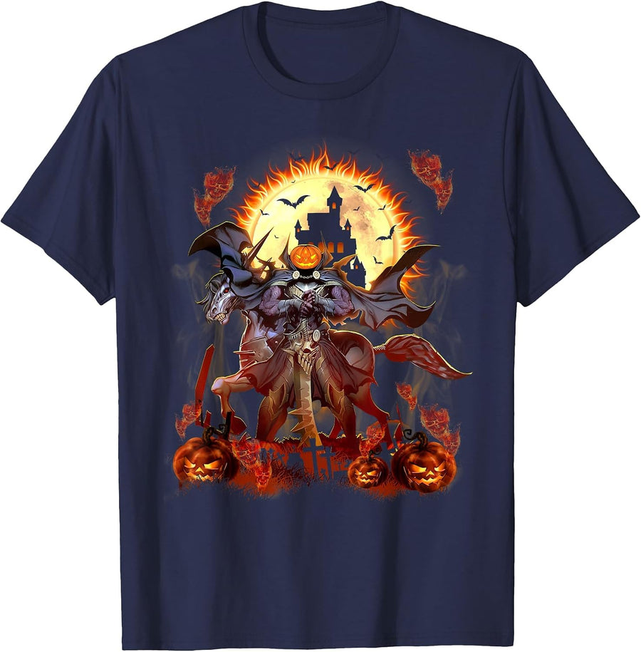 Halloween Headless Horseman Happy Halloween T-Shirt - Navy Blue