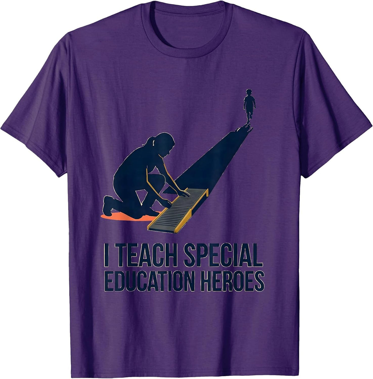 I Teach Special Education Heroes Funny Teacher Back T-Shirt - Purple