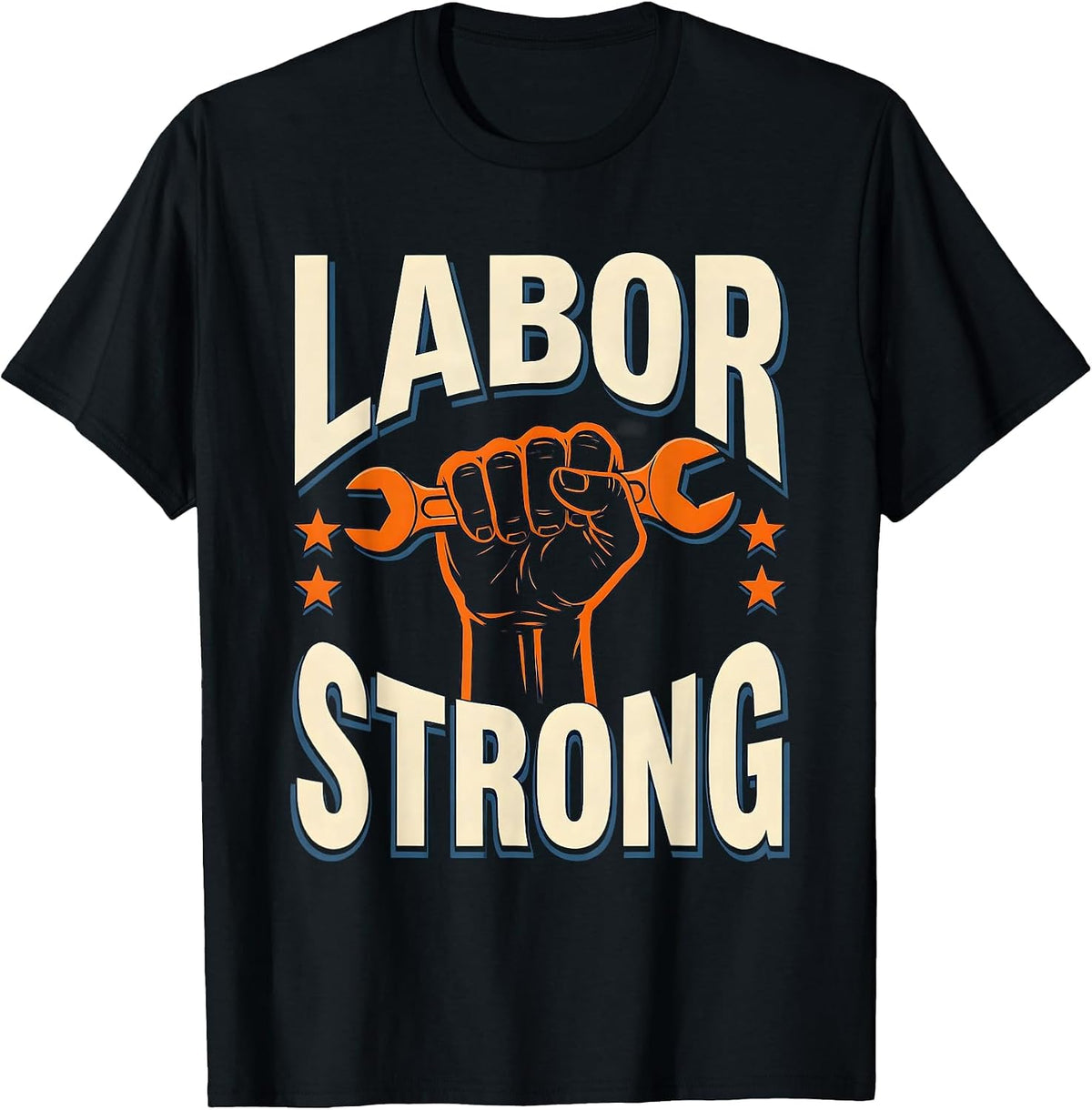 Men's Labor Strong Screenprint Union Worker Solidarity Pride T-Shirt - Black