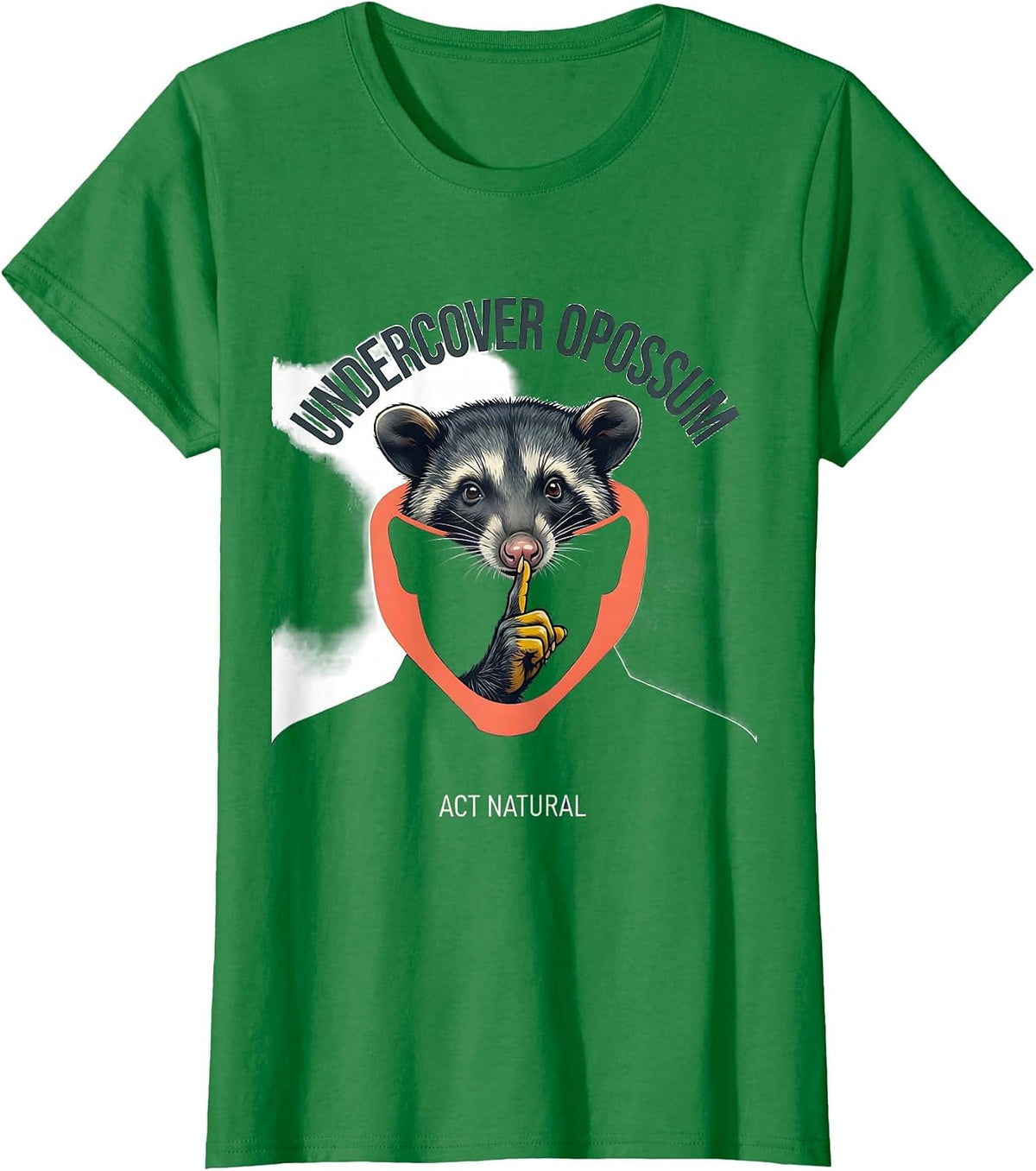 Undercover Opossum Act Natural Funny Halloween Costume T-Shirt - Kelly Green