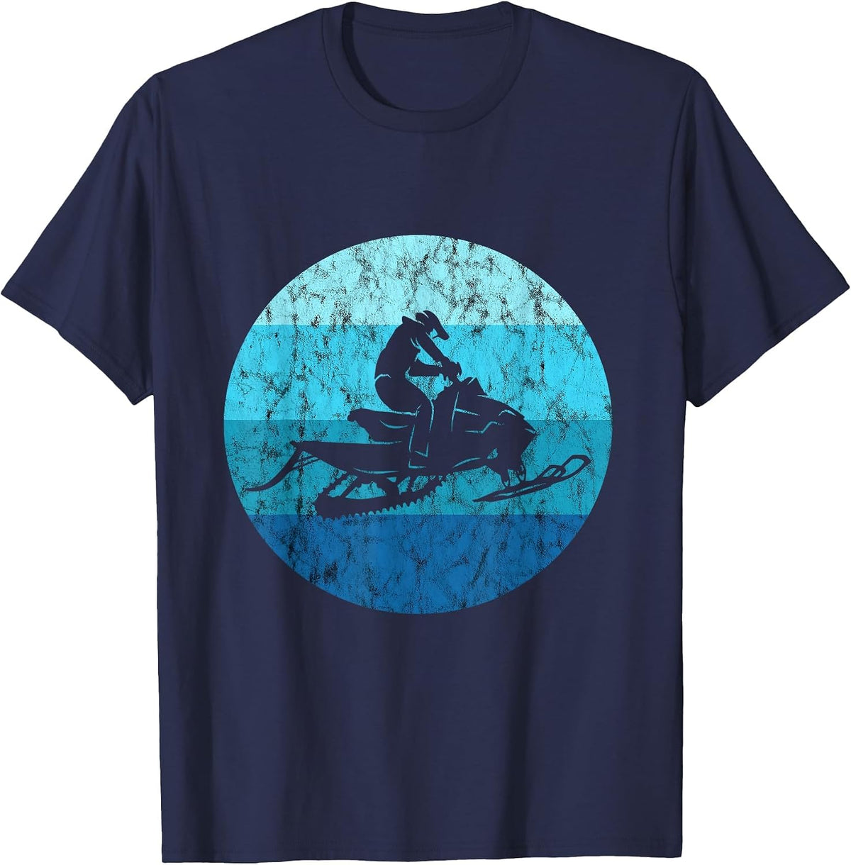 Snowcross Vintage Snowmobile Snow Machine Snowmobiling T-Shirt - Navy Blue