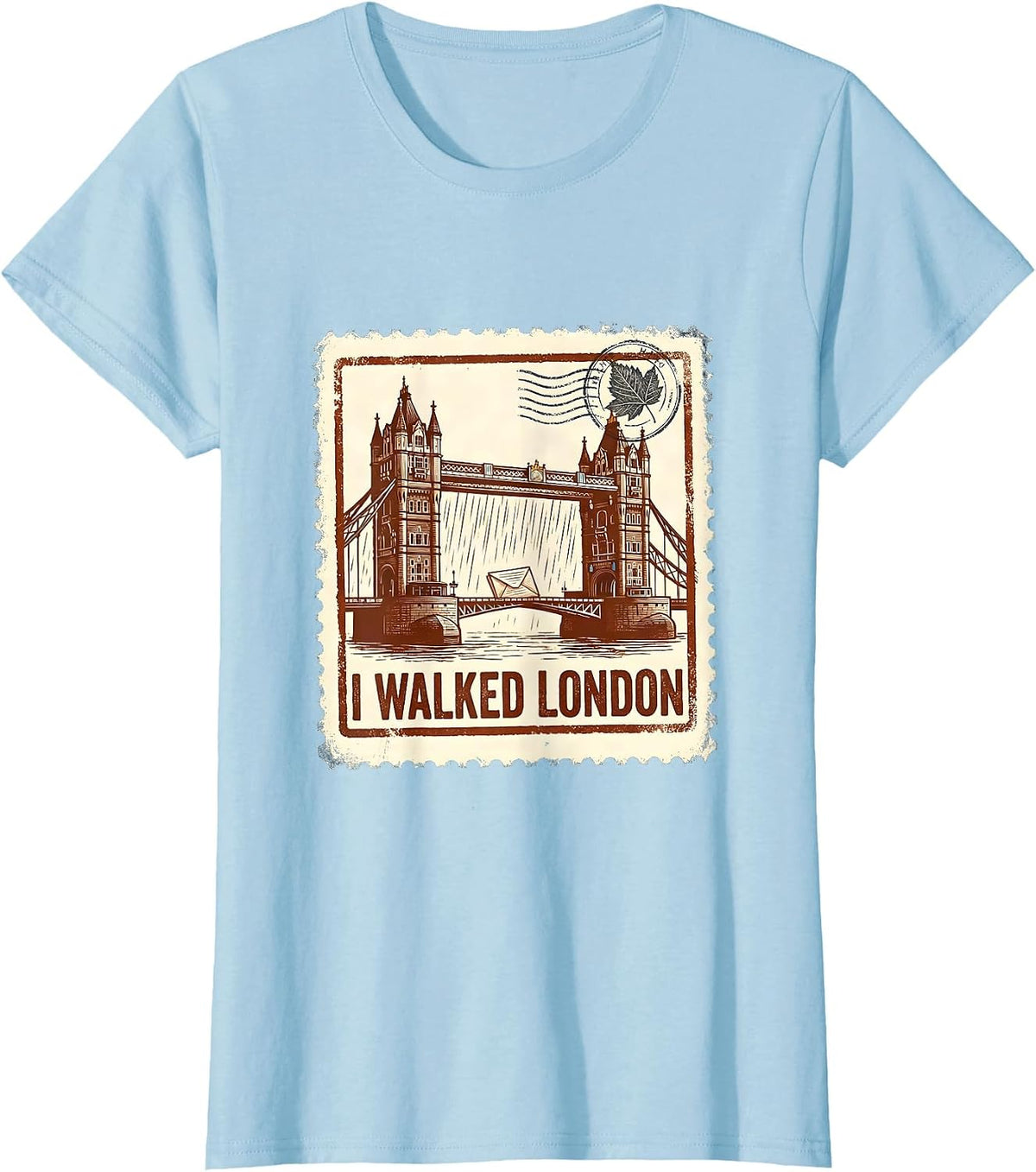 I Walked London Rubber Stamp England Pride Souvenir T-Shirt - Baby Blue
