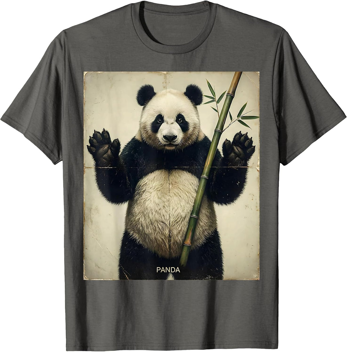 Men's Panda Vintage Halloween Animal Costume Matching Family T-Shirt - Asphalt Grey