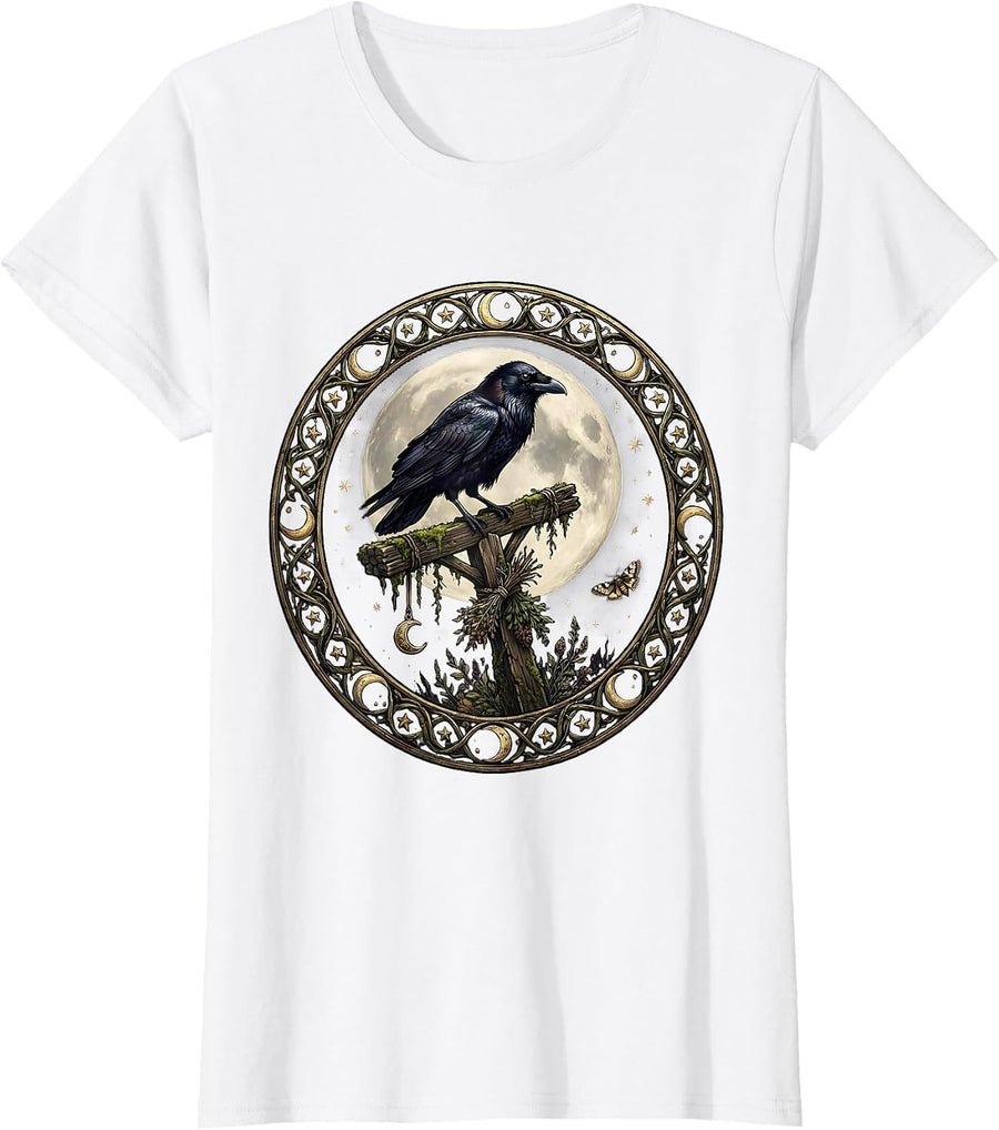 Women's 1692 They Missed One Raven on Gallows Design T-Shirt - White