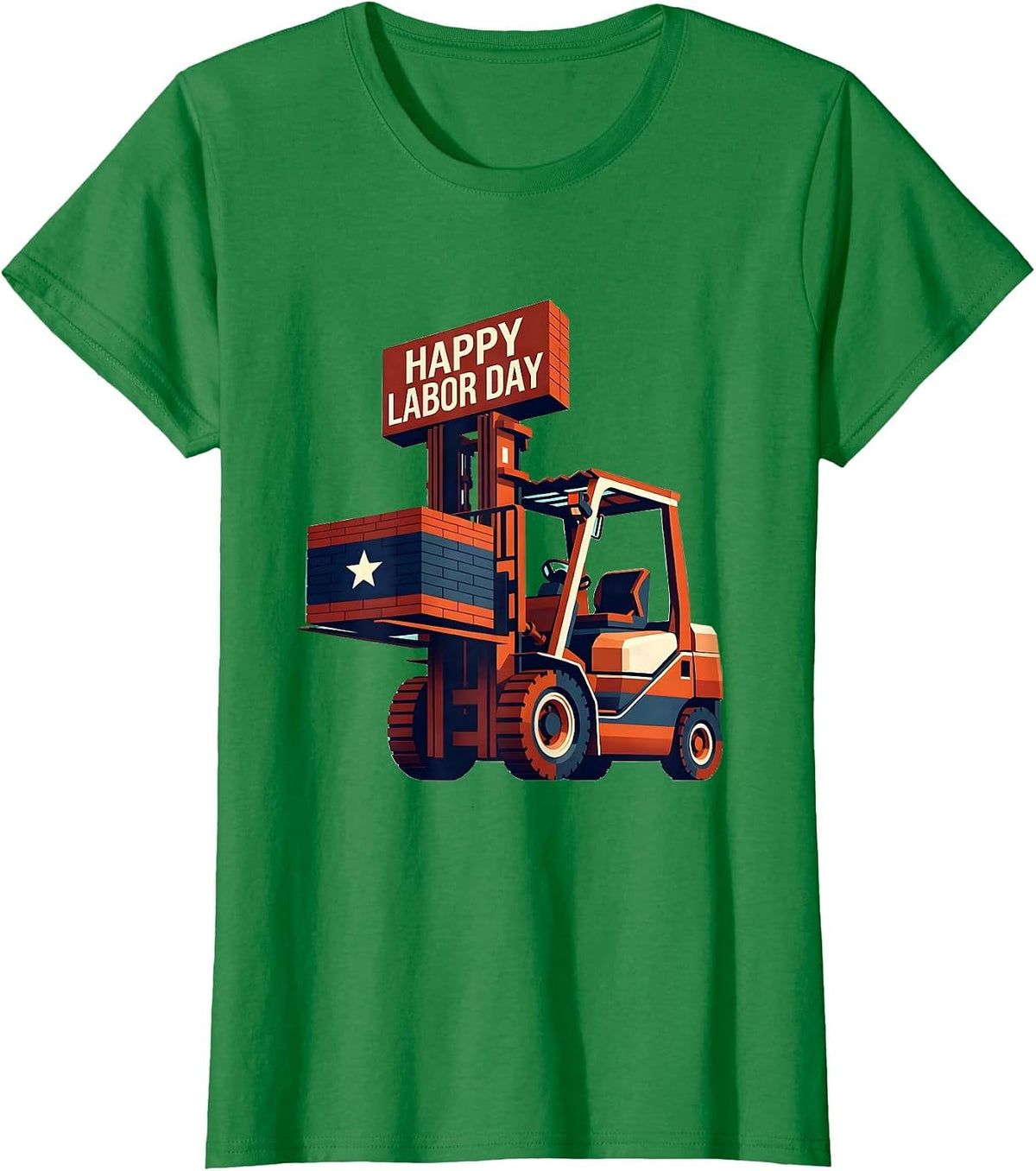 Women's Happy Labor Day Midcentury Modern Patriotic Union Worker T-Shirt - Kelly Green