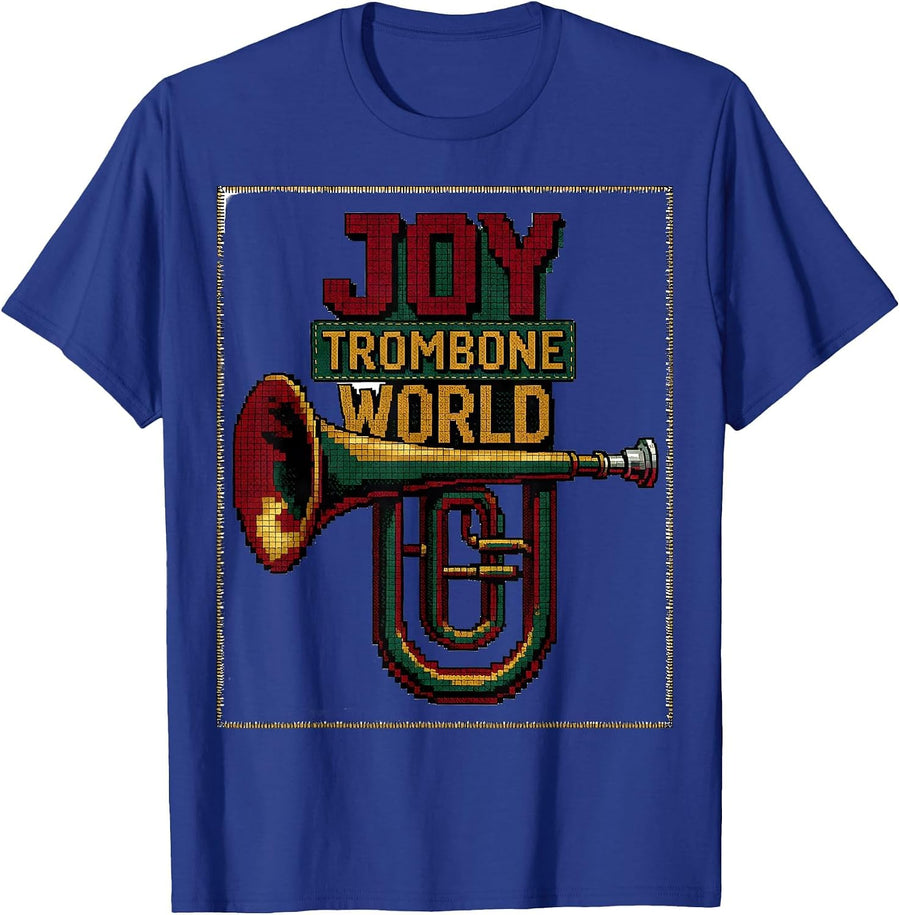 Joy Trombone World Funny Band Instrument Player Humor T-Shirt - Royal Blue