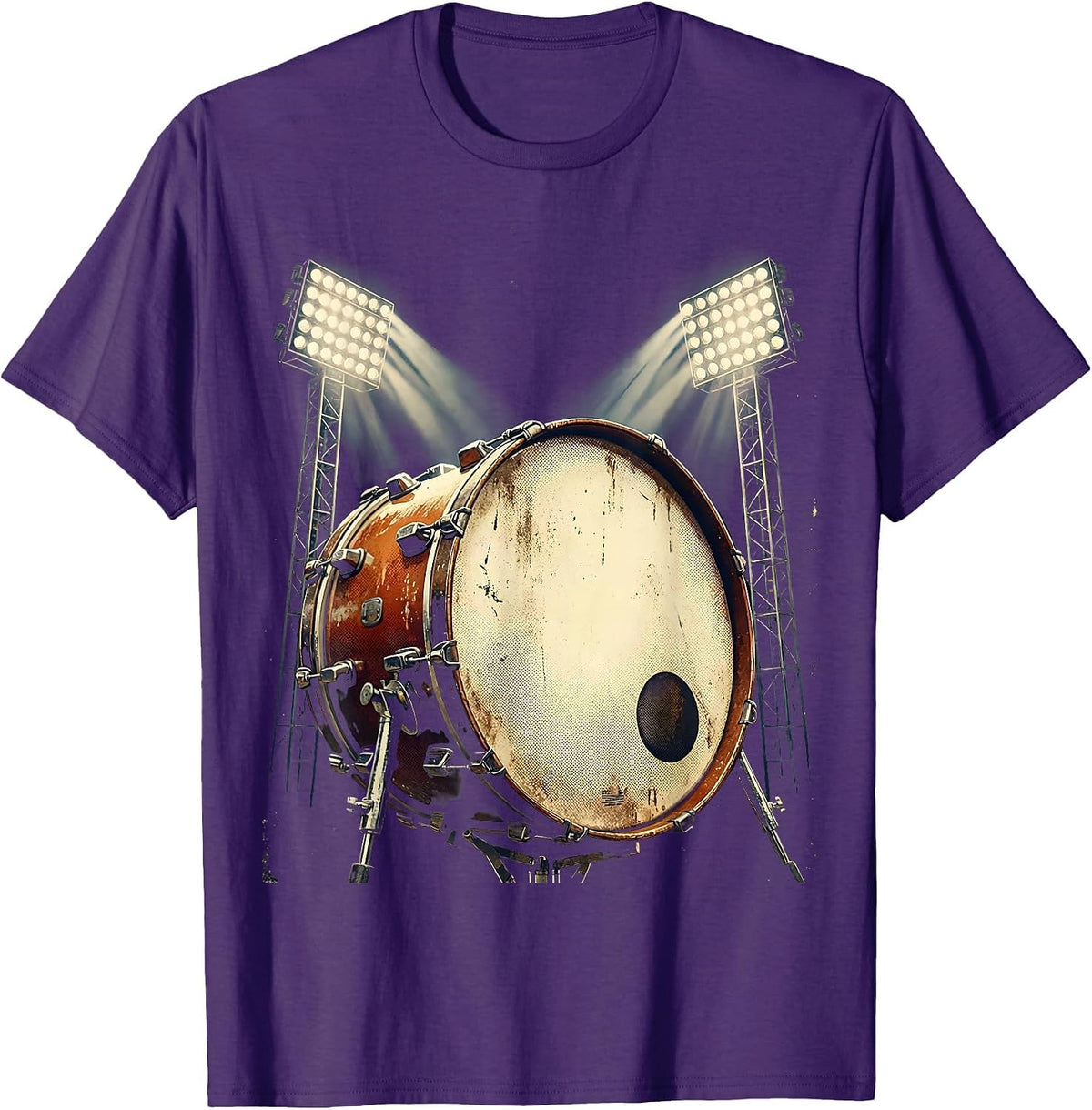 Band Mom Marching Drum Stadium Lights Graphic T-Shirt - Purple