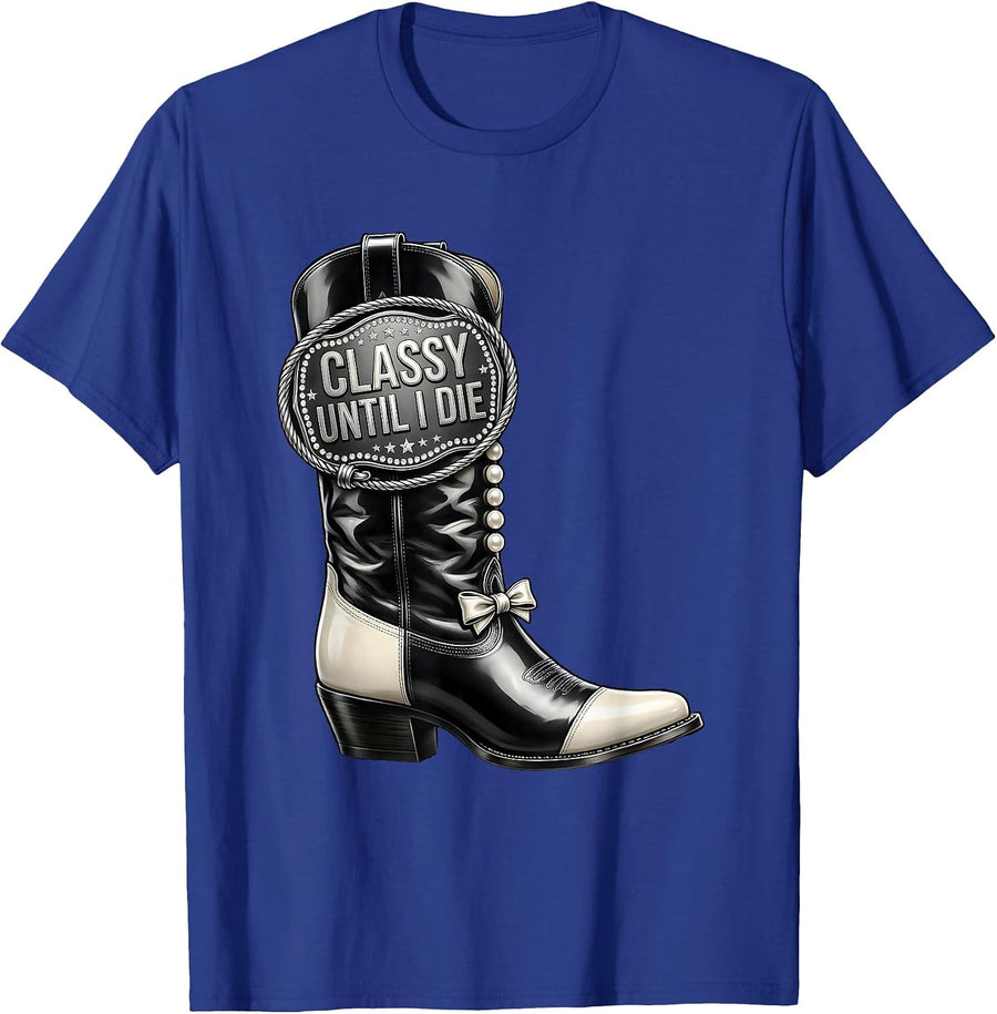 Classy Until I Die Tuxedo Graphic Design T-Shirt - Royal Blue