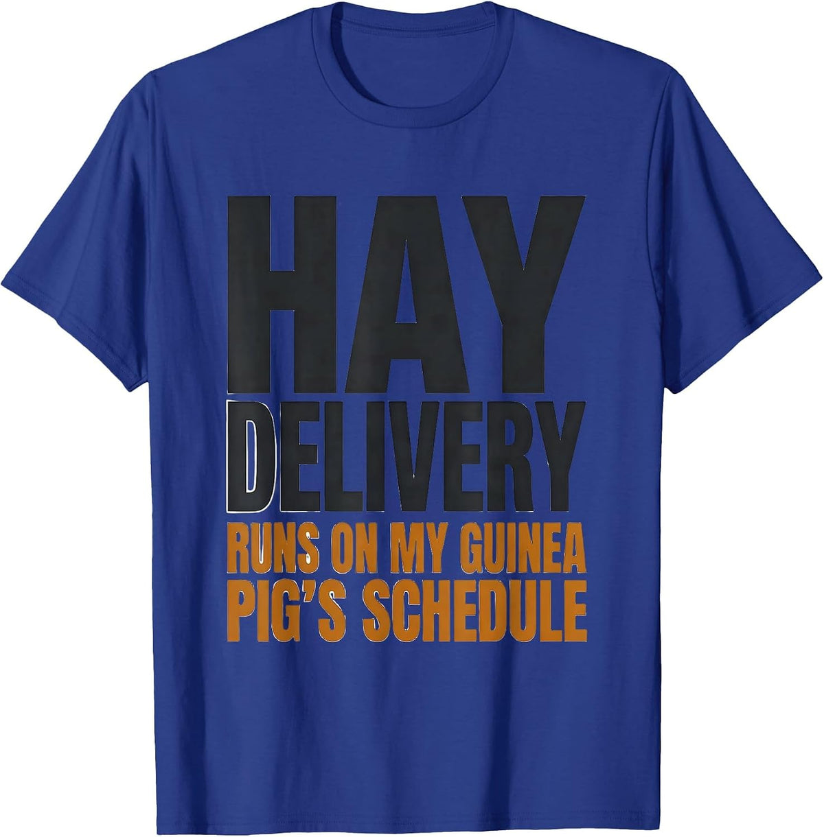 Men's Hay Delivery Runs On My Guinea Pig's Schedule Funny T-Shirt - Royal Blue