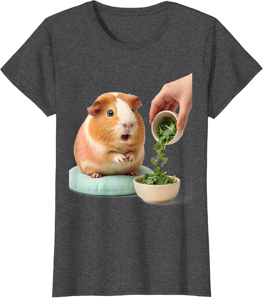 Women's Cute Tailless Guinea Pig Kawaii Pet Lover Gift T-Shirt - Dark Heather Grey