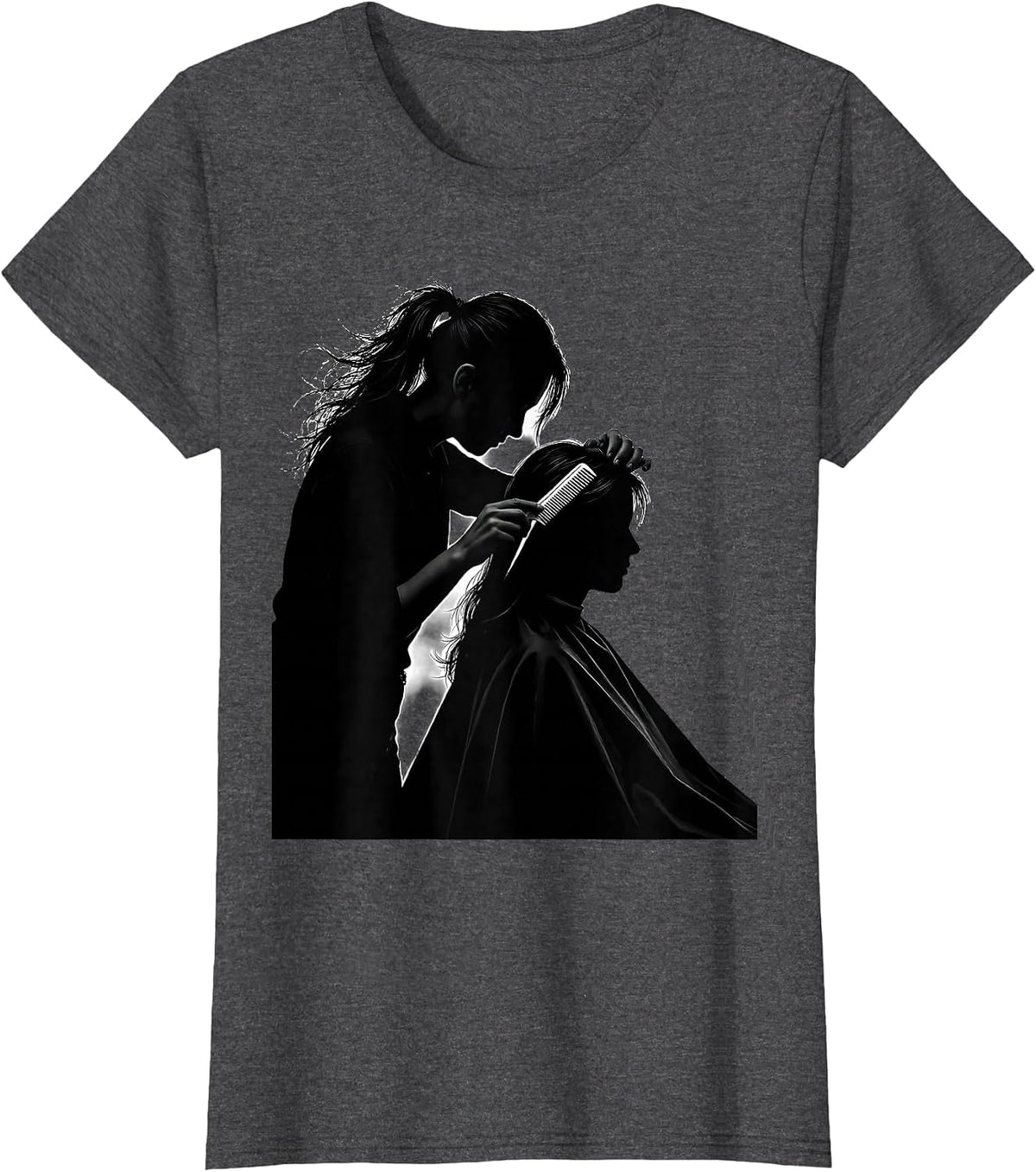Women's Silhouette Barber Gift Hair Stylist Humor T-Shirt - Dark Heather Grey