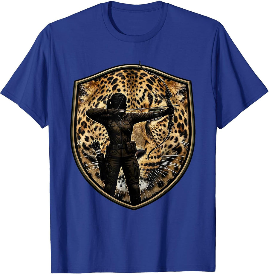 Camo Bowhunter Archer Illustration Graphic T-Shirt - Royal Blue