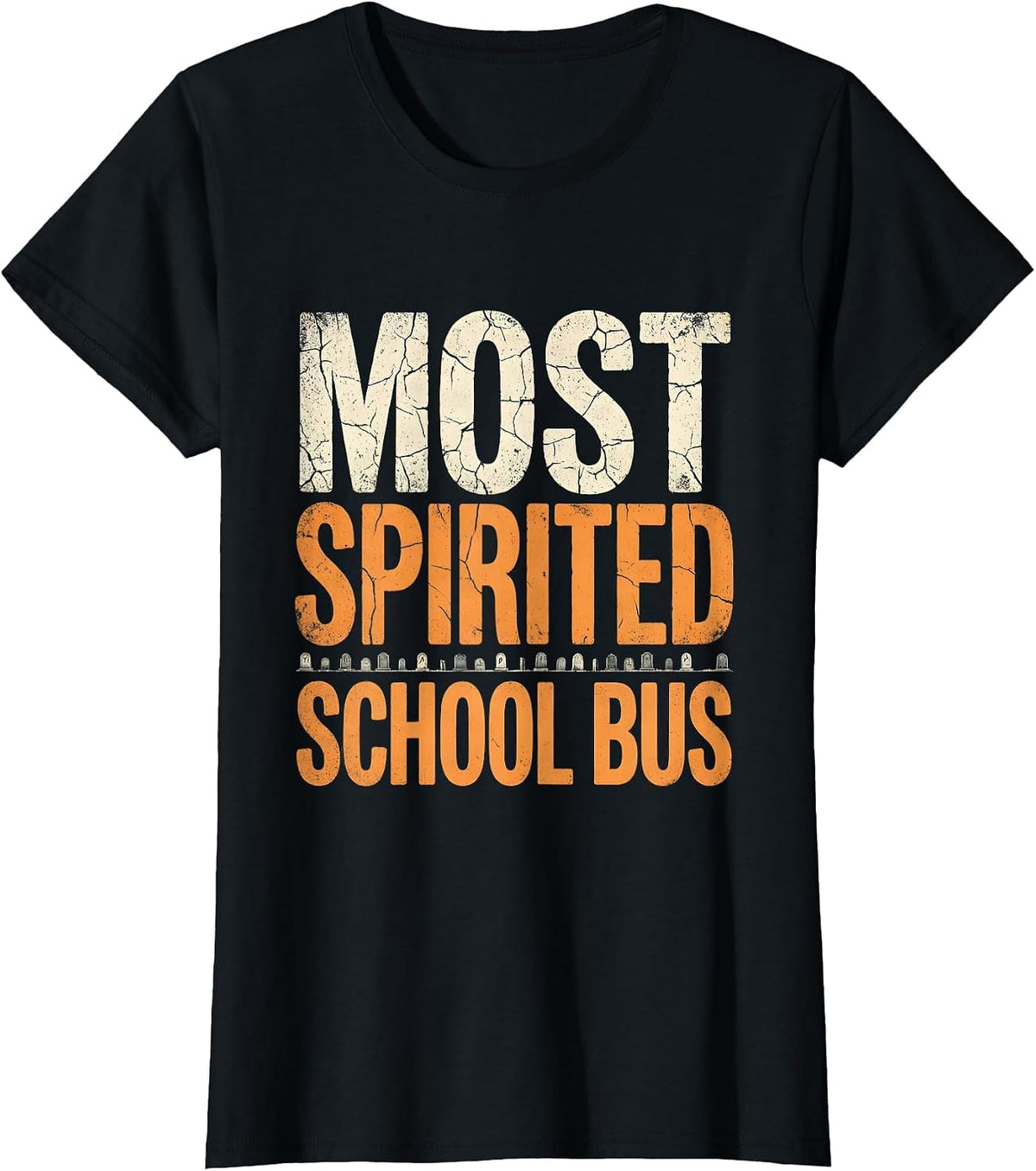 Most Spirited School Bus Halloween Teacher Design T-Shirt - Black