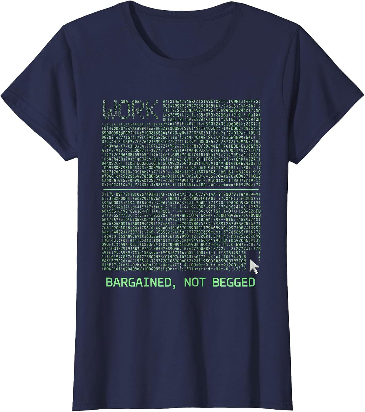 Women's Bargained, Not Begged Union Strong Labor Day Worker Pride T-Shirt - Navy Blue