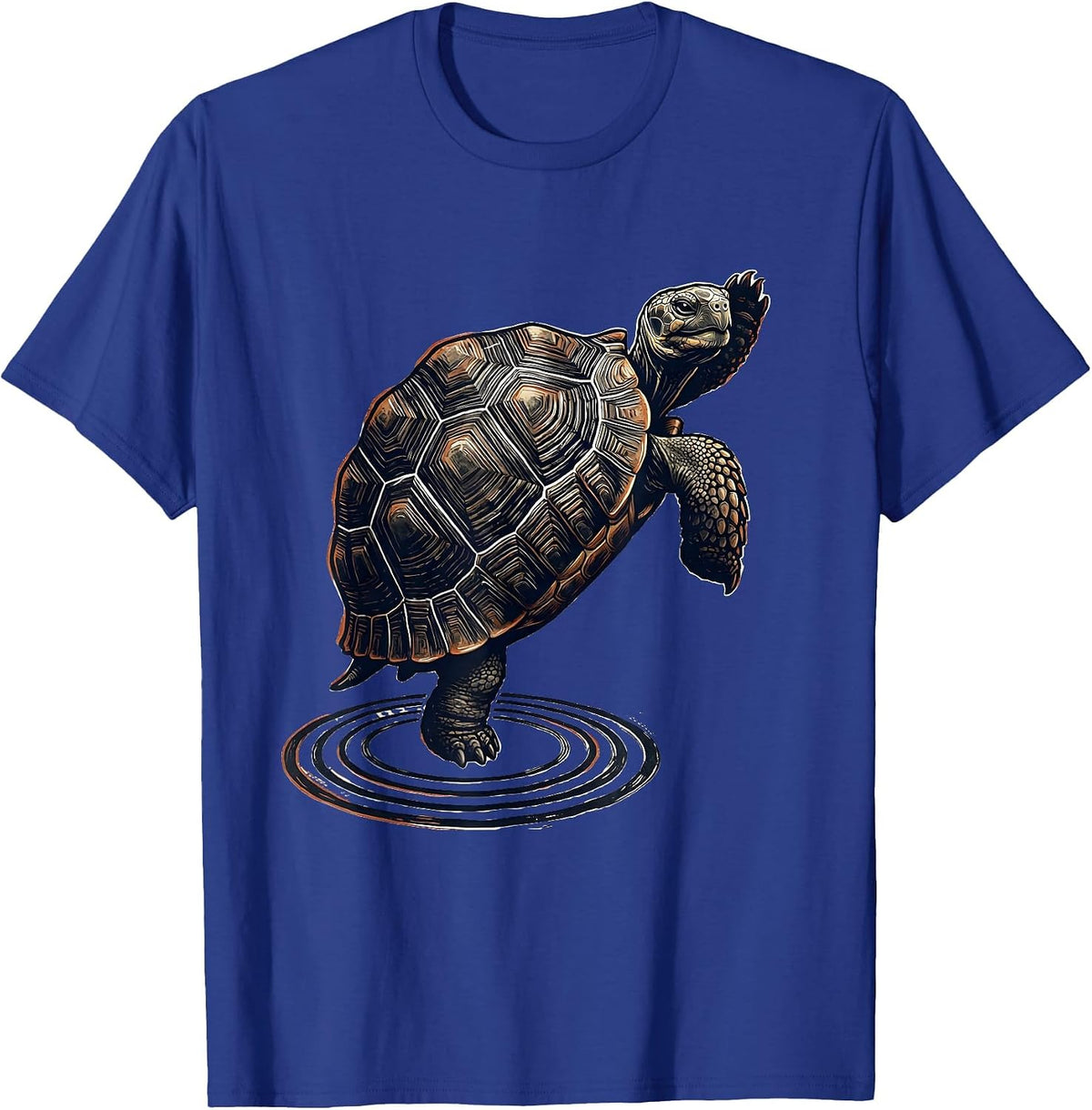 Tortoise Linocut Funny Turtle Lover Gift T-Shirt - Royal Blue