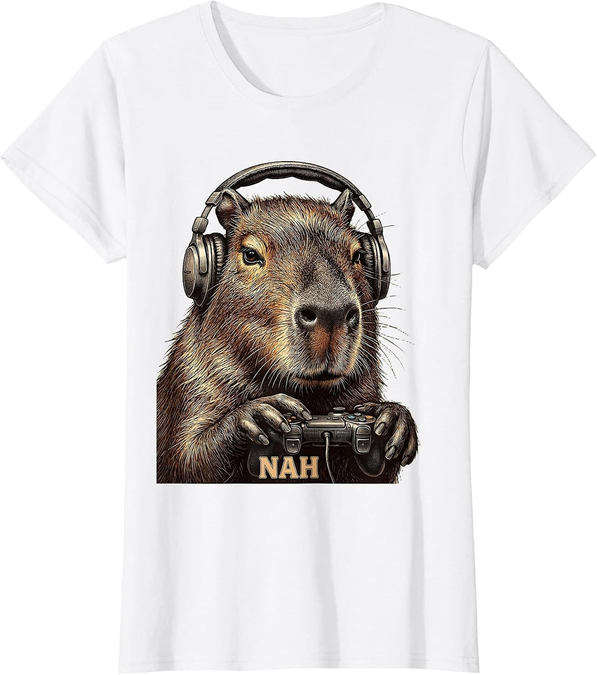 Women's Nah Funny Capybara Gamer Meme Humor Video Games T-Shirt - White