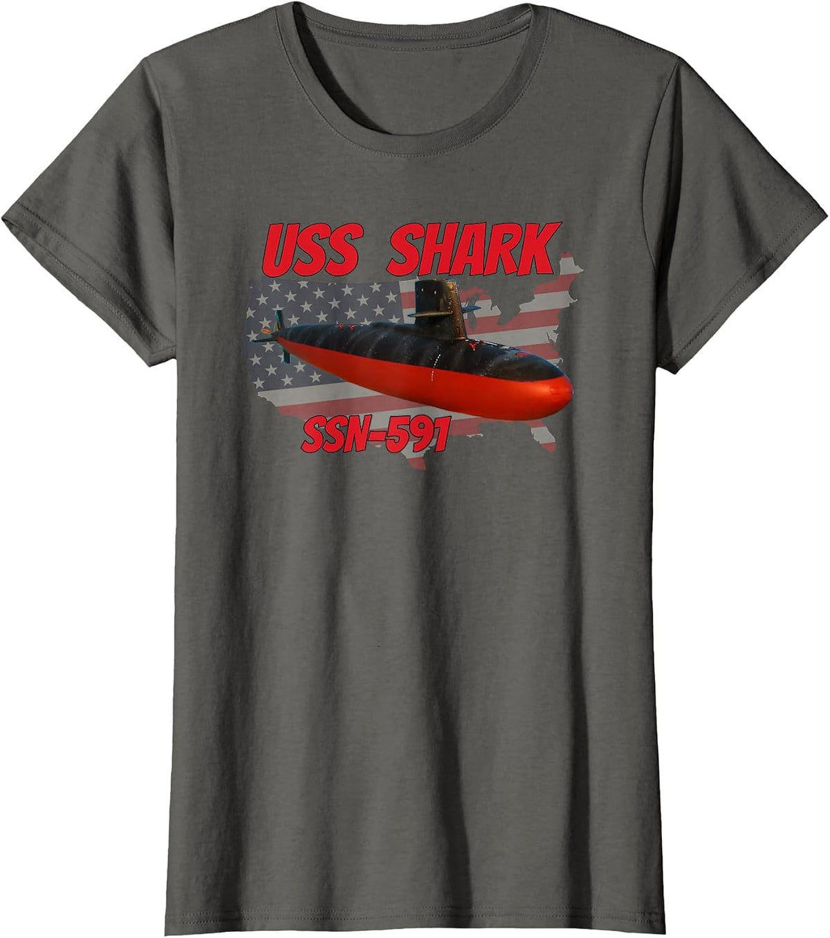 USS Shark SSN-591 Submarine Veterans Day Father Grandpa Dad T-Shirt - Asphalt Grey
