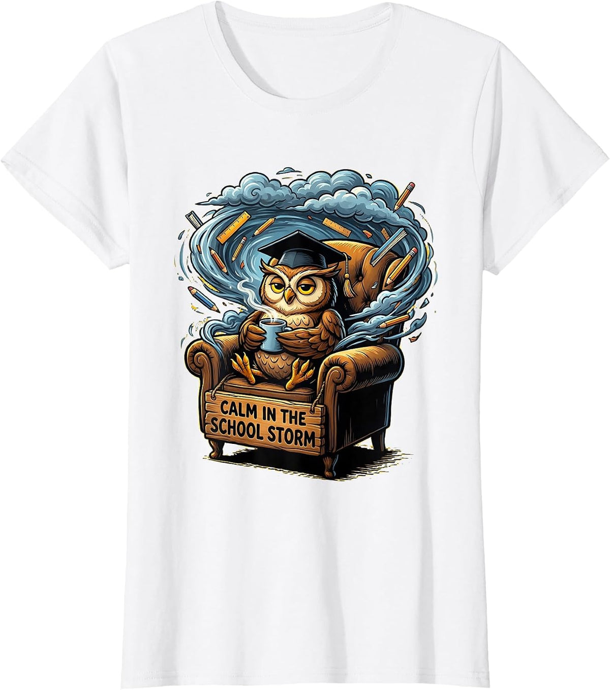 Calm in the School Storm School Psychologist Design T-Shirt - White