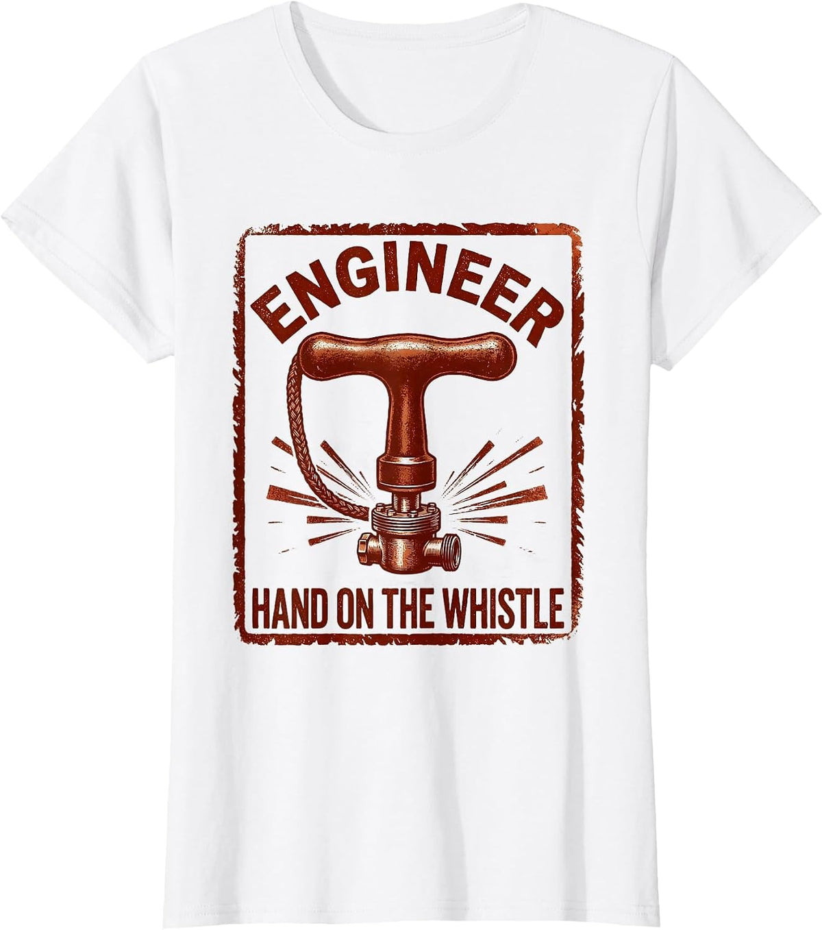 Engineer Hand On The Whistle Retro Train Engineer Steam T-Shirt - White