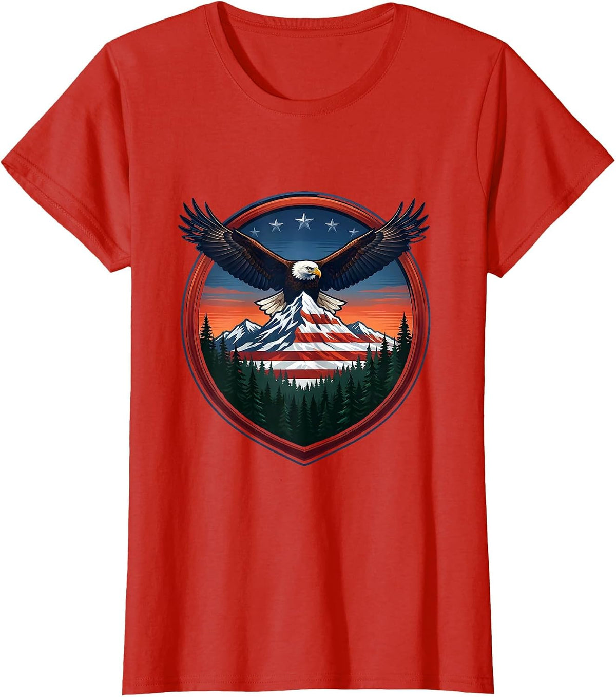 American Flag Tattoo Sleeve Muscular Arm Graphic T-Shirt - Red