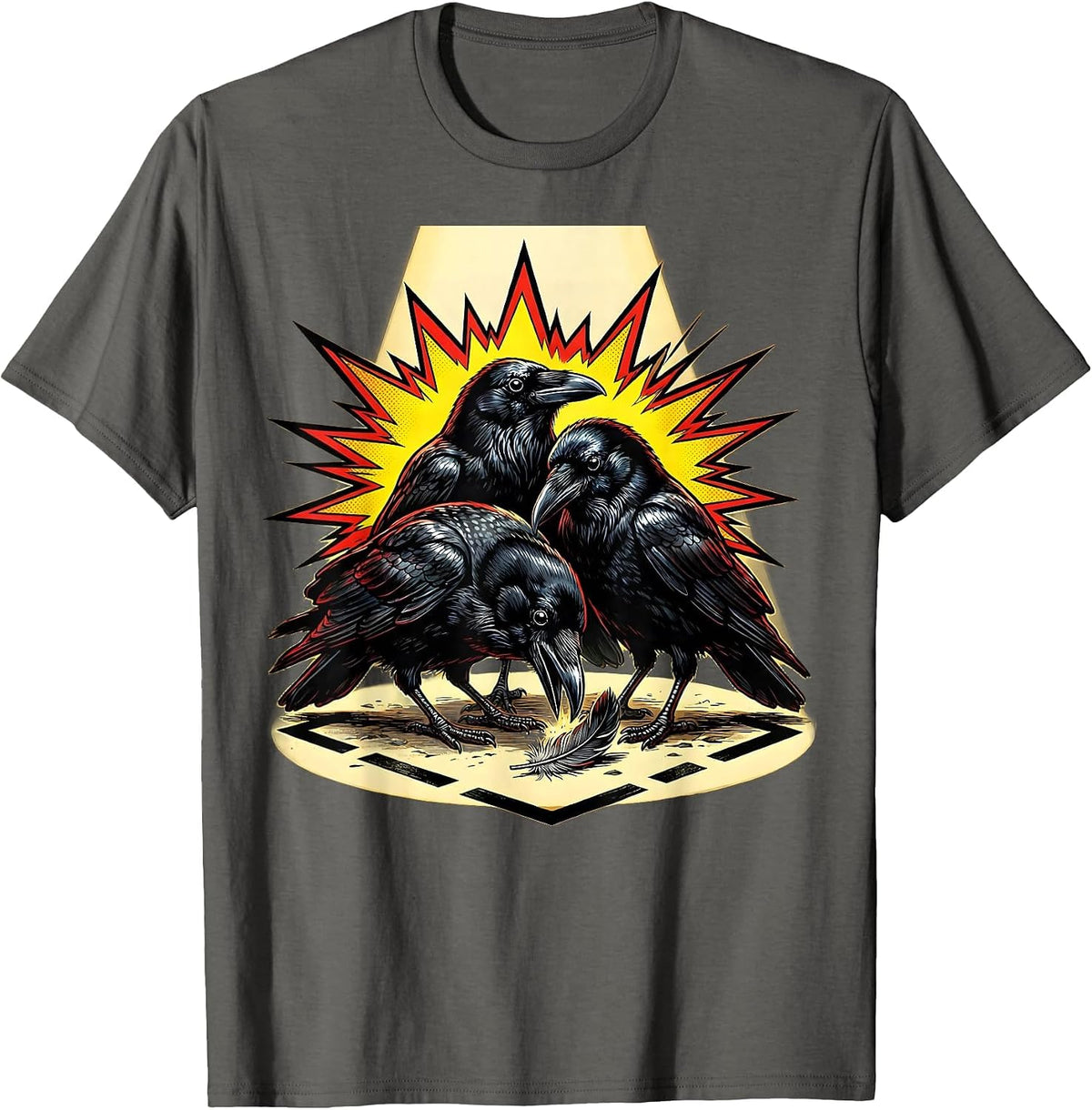 Crow Murder Dark Humor Gothic Bird Lover Halloween T-Shirt - Asphalt Grey