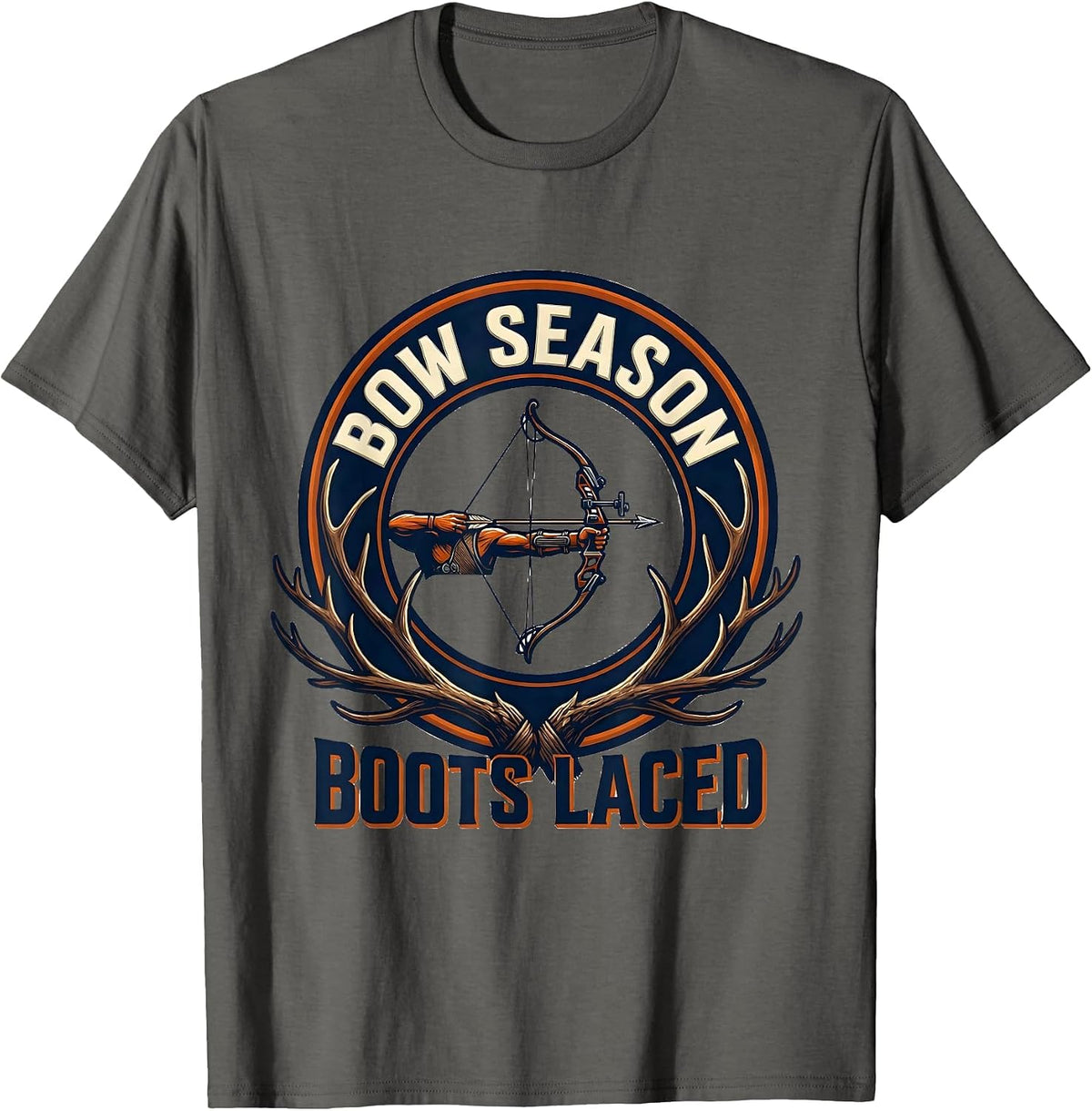 Bow Season Boots Laced Archery Bowhunter Deer Hunting T-Shirt - Asphalt Grey