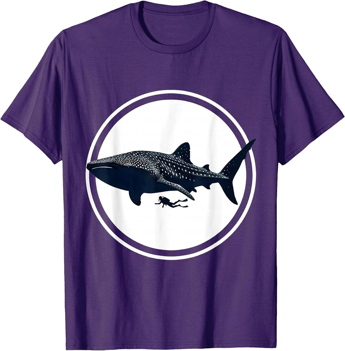 Whale Shark and Diver Ocean Adventure Illustration T-Shirt - Purple
