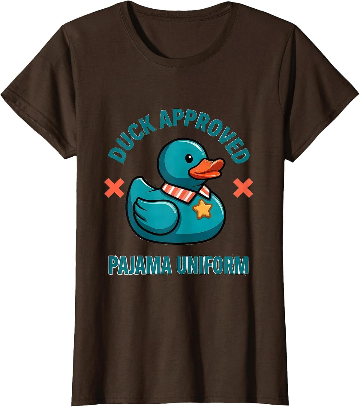Women's Duck Approved Pajama Uniform Funny Christmas Duck Lover T-Shirt - Brown