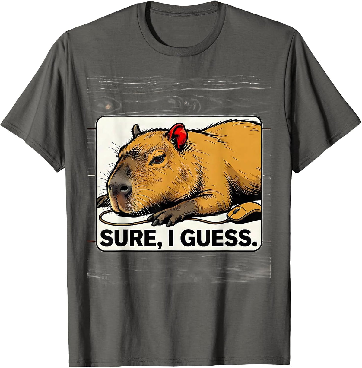 Men's SURE, I GUESS Funny Capybara Gamer Meme Humor T-Shirt - Asphalt Grey