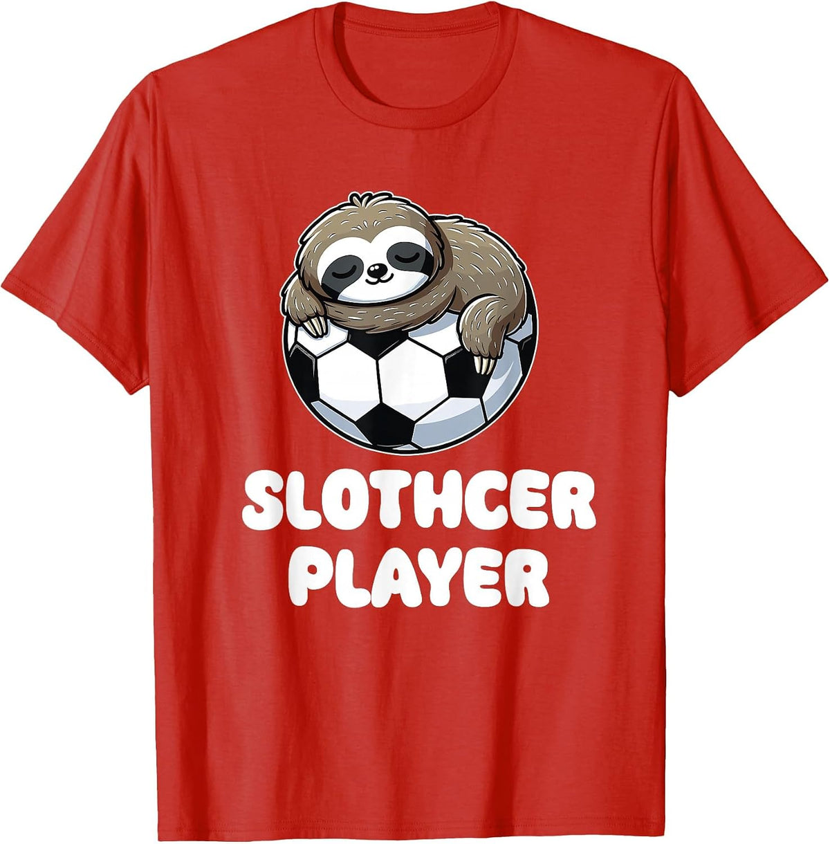 Funny Sloth Soccer Player Slothcer Lover T-Shirt - Red