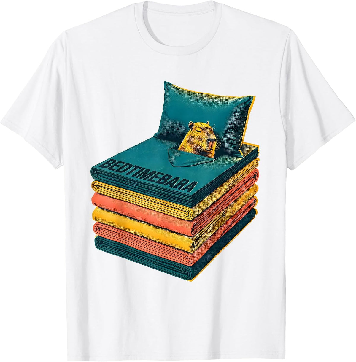 Bedtimebara Cute Capybara Sleep Humor Kids Adults T-Shirt - White