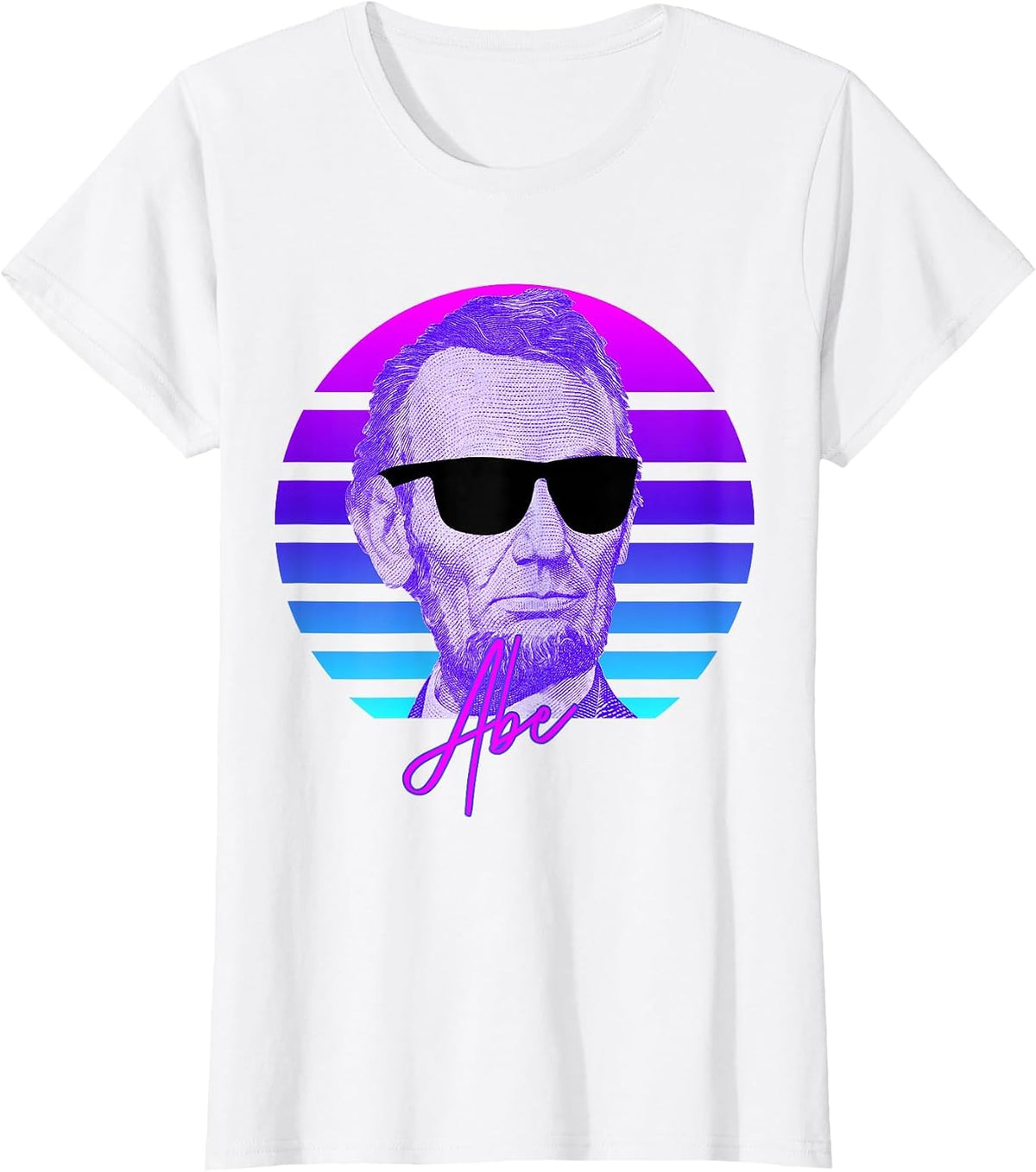 Abraham Lincoln Vaporwave American History Abe Lincoln T-Shirt - White