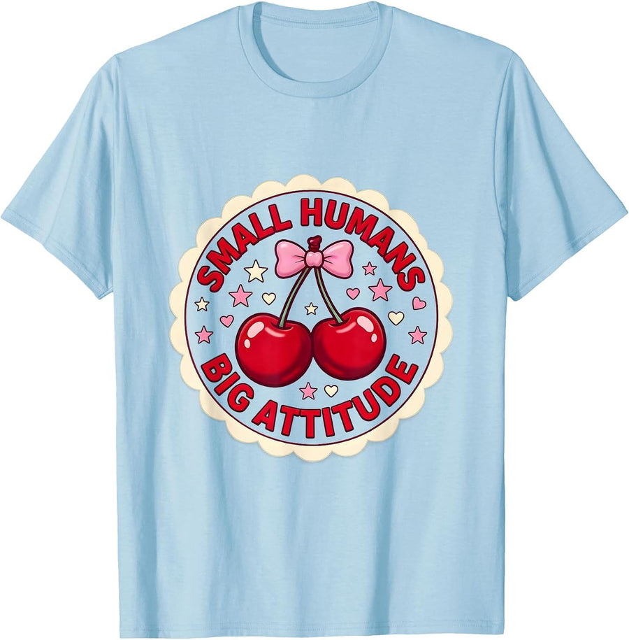 Men's 5th Grade Teacher Small Humans Big Attitude Design T-Shirt - Baby Blue