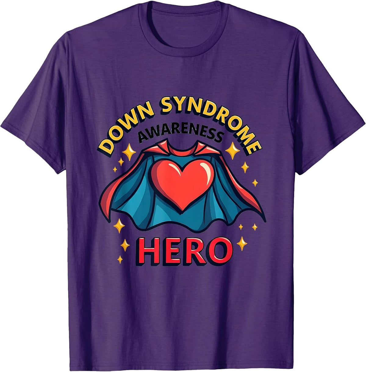 Down Syndrome Awareness Hero Design T-Shirt - Purple